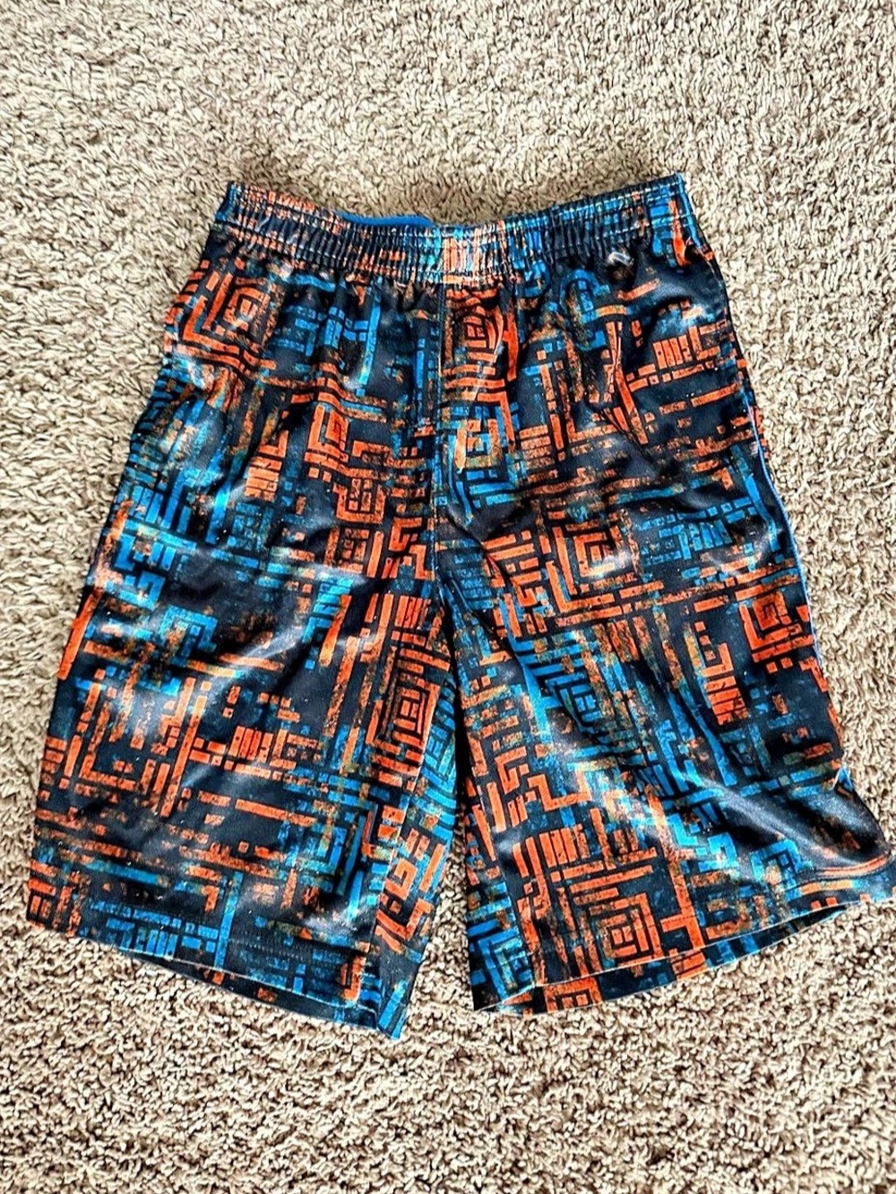 AND1 Men's Medium Geometric Shorts Blue & Orange